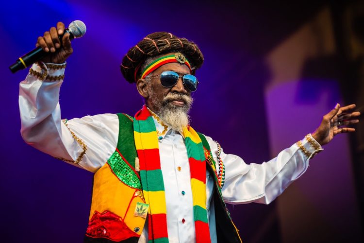 Reggae singer Bunny Wailer is on stage