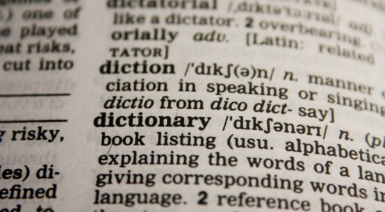 Dictionary opened up to the word 