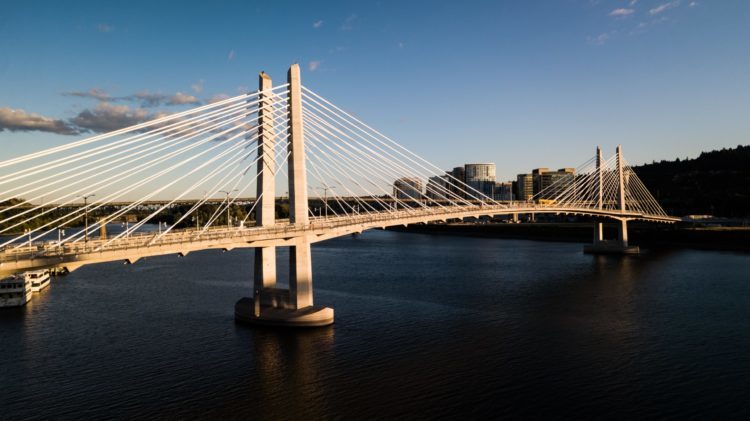 The Tilikum Crossing Bridge spanning the Willamette River