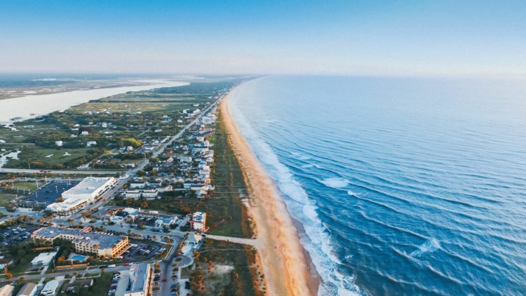 An Ariel photo of a Florida beach coastline