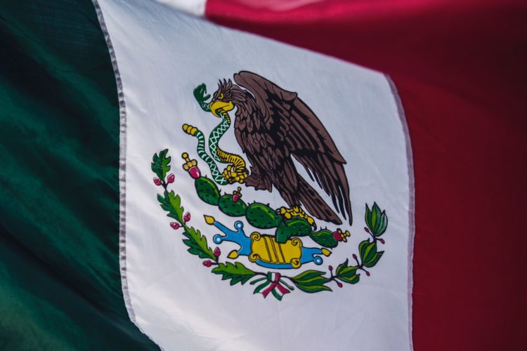 A close up of the flag of Mexico